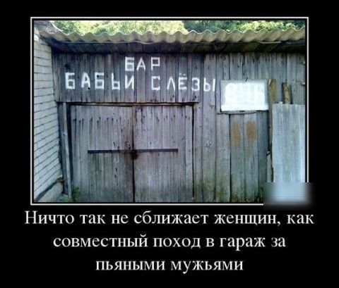 Ничто так не сближает женщин как СОВМЕСТНЫЙ ПОХОД В гараж за пьяными мужьями