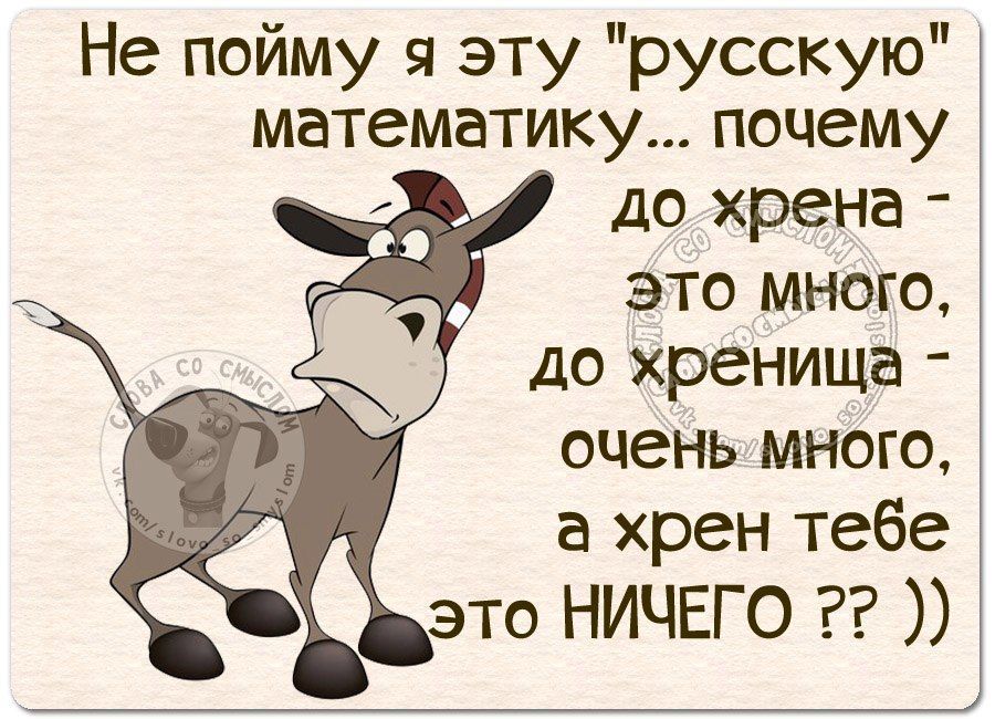 Не пойму я эту русскую математику почему до хрена это много до хренища _ очень много а хрен тебе это НИЧЕГО