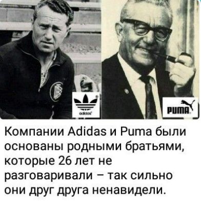 Компании Асіісіаз и Рита были основаны родными братьями которые 26 лет не разговаривали так сильно они друг друга ненавидели