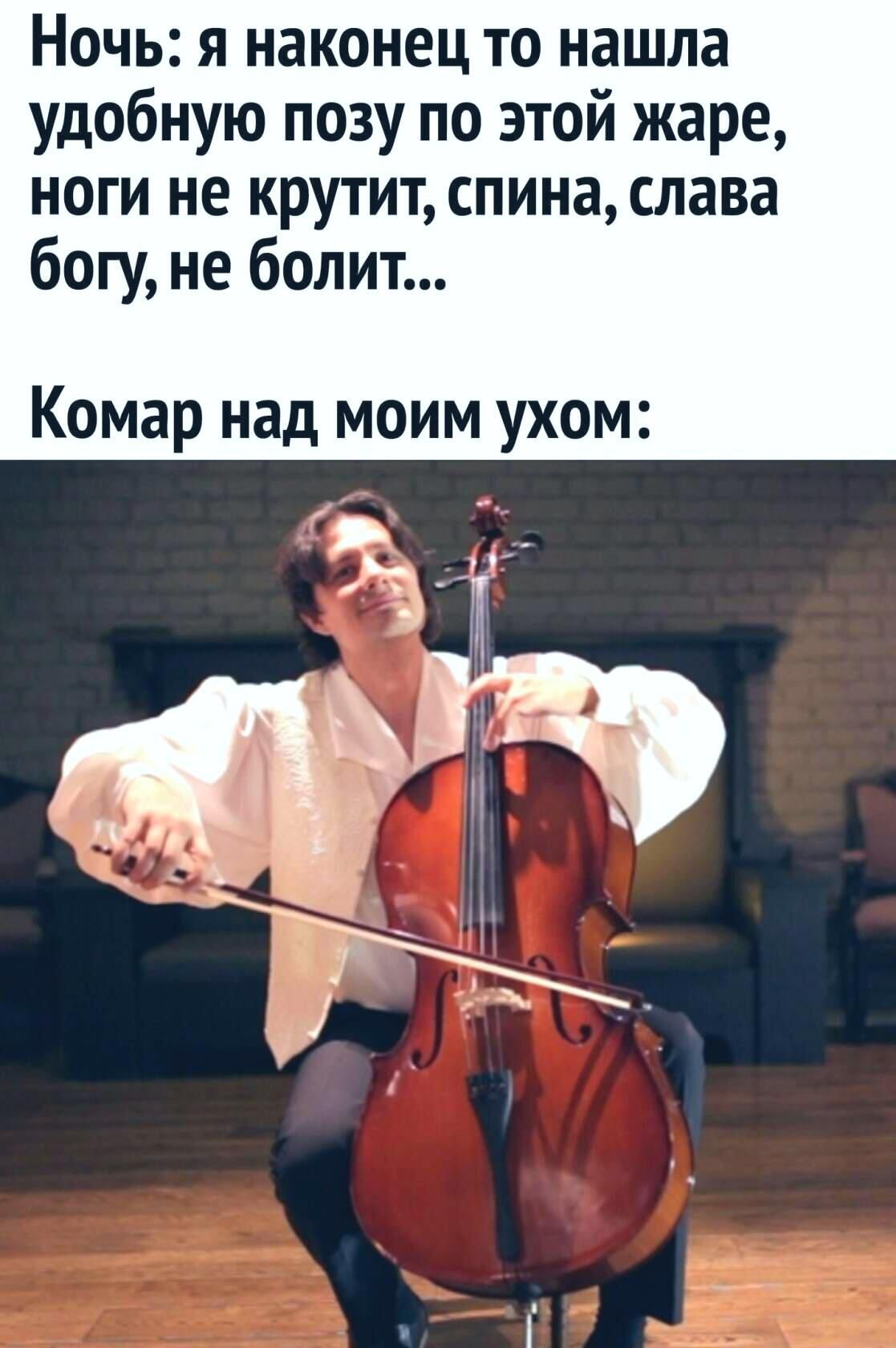 Ночь я наконец то нашла удобную позу по этой жаре ноги не крутит спина слава богу не болит Комар над моим ухом