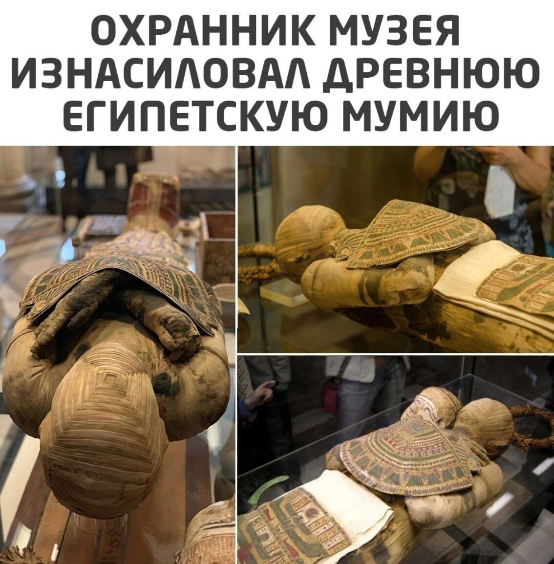ОХРАННИК МУЗЕЯ ИЗНАСИАОВАА ДРЕВНЮЮ ЕГИПЕТСКУЮ МУМИЮ