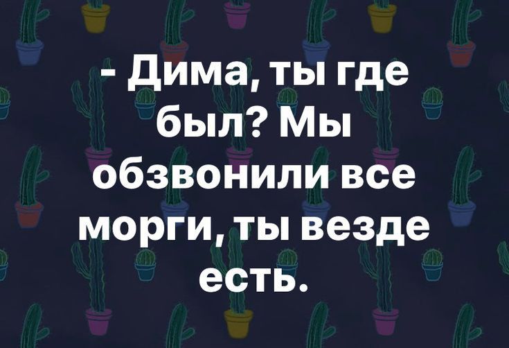 дима ты где был Мы обзвонили все морги ты везде есть