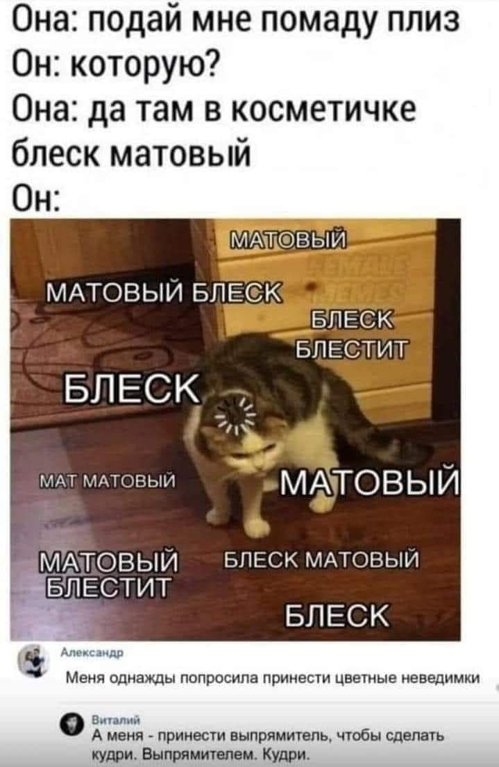 Она подай мне помаду плиз Он которую Она да там в косметичке блеск матовый Он МАТФВЫИ МАТОВЫИ БПЕСК БПЕСК БПЕСТИТ БЛЕСК а НАТ пиши Мат ОВ Ь Й АТОВЬИ БПЕСКМАТОБЫИ БПЕСТИТ БЛЕСК пв м единицы попросила принести цвешые в А рии сти ЮПИИМПЬ ФН ти анлим и Куш