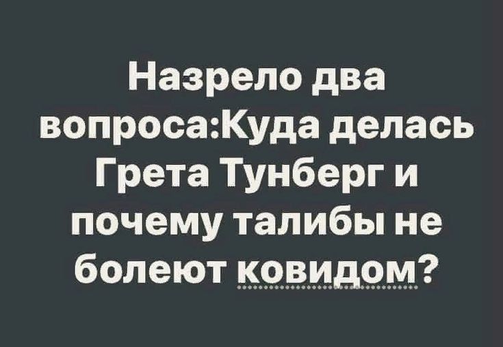 Назрело два вопросаКуда делась Грета Тунберг и почему талибы не болеют кэридям