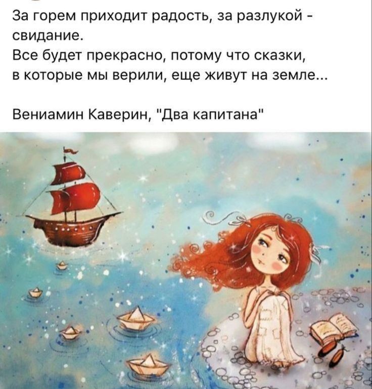 За горем приходит радость за разлукой свидание Все будет прекрасно потому что сказки в которые мы верили еще живут на земле Вениамин Каверин Два капитана