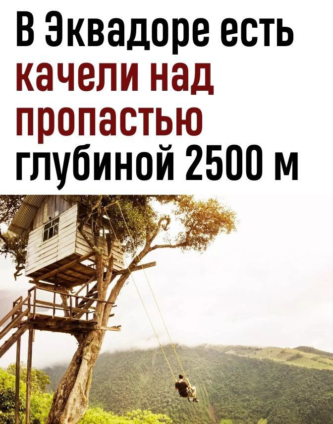 В Эквадоре есть качели над пропастью глубиной 2500 м чс