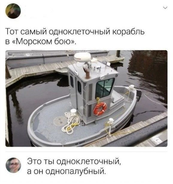 Тот самый одноклеточный корабль в Морском бою Это ты одноклеточный а он однопапубный