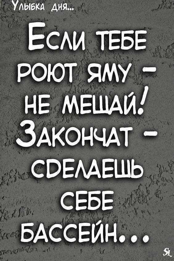 Улыбка дня ЕСАи ТЕБЕ роют яму не МЕШАЙ ЗАКОНЧАТ СВЕАЕШЬ СЕБЕ БАССЕЙН