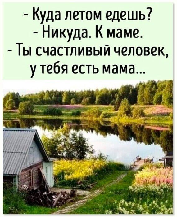 Куда летом едешь Никуда К маме Ты счастливый человек у тебя есть мама