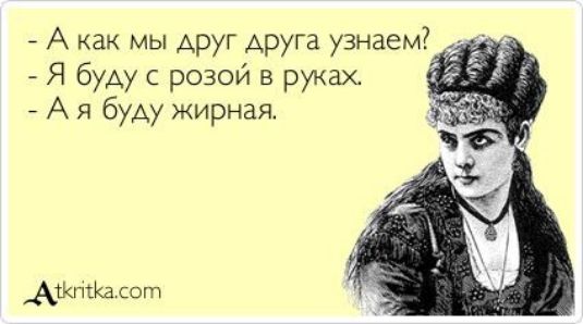 А как мы друг друга узнаем Я буду с розой в руках А я буду жирная Актю сот