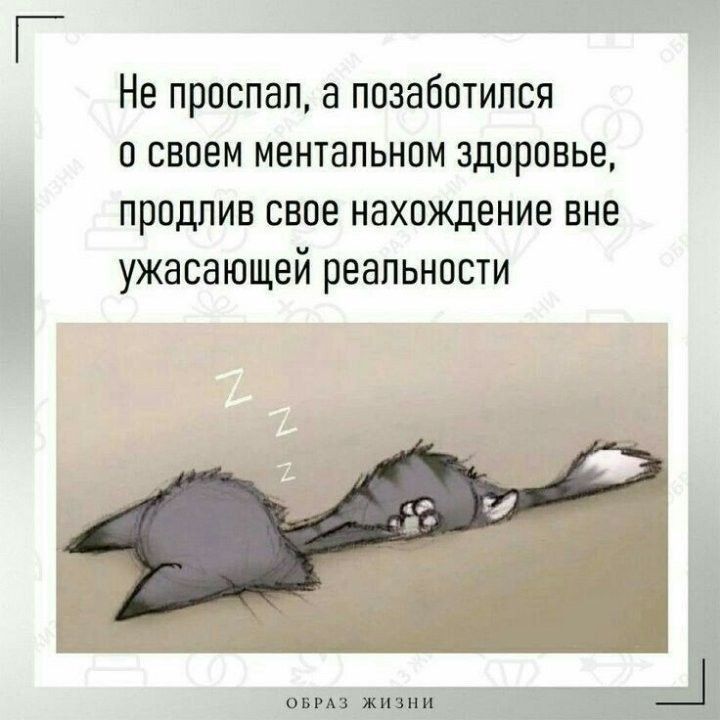_ 7 Не проспал а позаботился о своем ментальном здоровье продлив свое нахождение вне ужасающей реальности апп жити