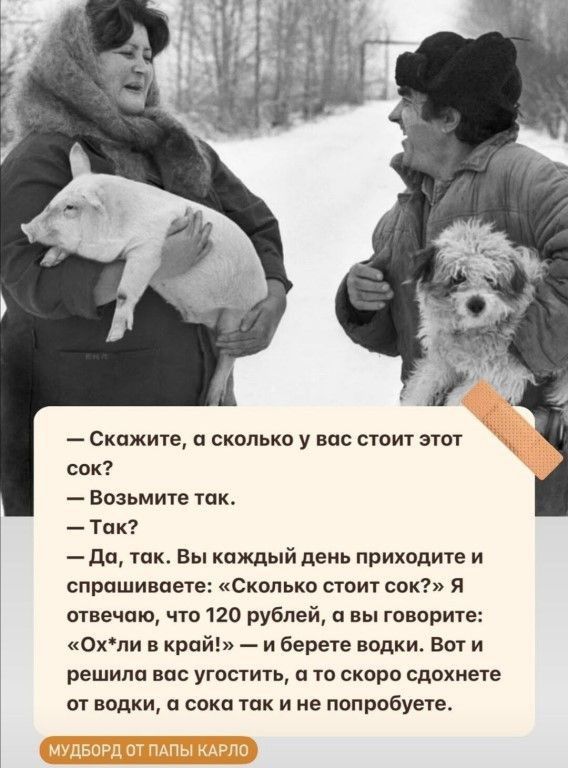 Скажите а сколько у вас стоит этот сок Возьмию так Тш до так Вы каждый деиь приходит и спрашиваете Сколько стоит сок я отвечаю что 120 рублей а вы говориш Охли край и берете водки Вт и решила вос угостить о то скоро сдохнете от водки и со так и не попробуете