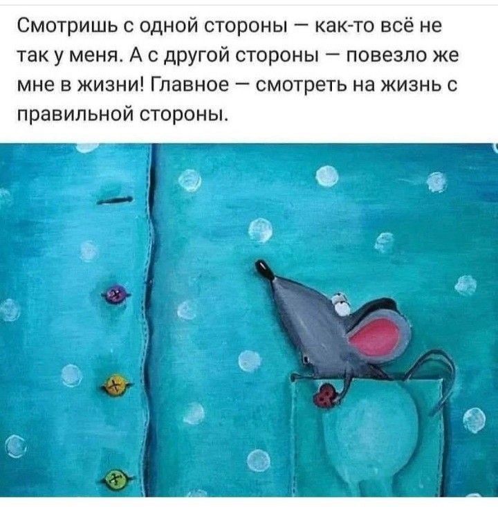 смотришь одной стороны как то всё не так у меня А с другой стороны повезло же мне в жизни Главное смотреть на жизнь в правильной стороны