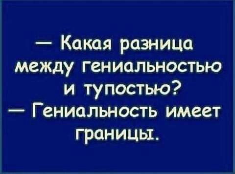 Какая разница между гениальностью и тупостью Гениальность имеет границы