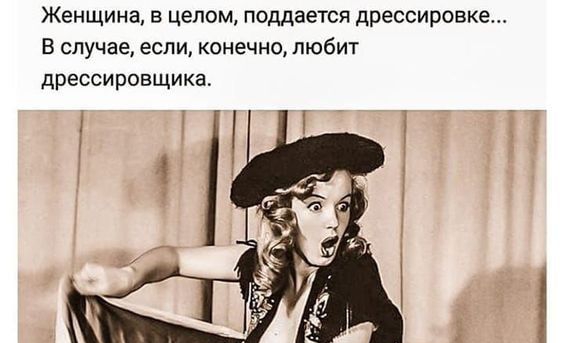Женщина в целом поддается дрессировке в случае если конечнощюбит дрессировщика