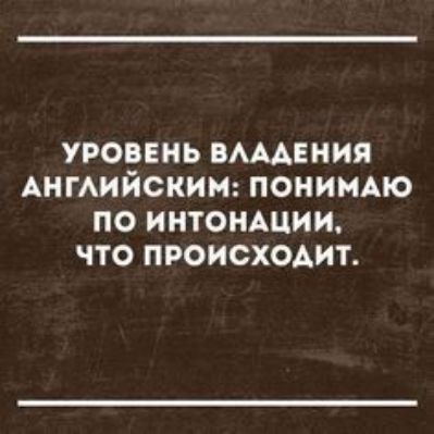 УРОВЕНЬ ВАМЕИИЯ АНГИЙСКИМ ПОНИМАЮ ПО ИНТОНАЦИИ ЧТО ПРОИСХОДИТ