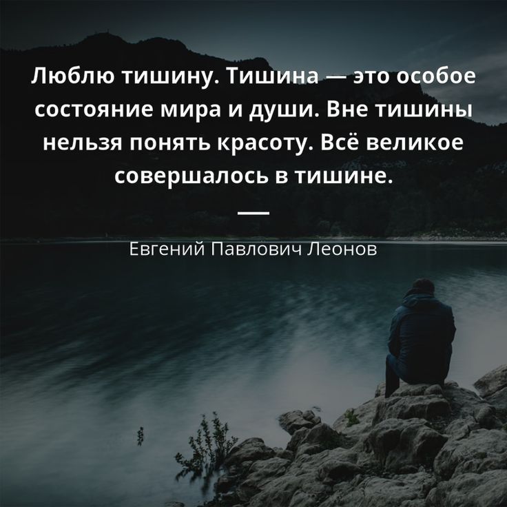 Люблю тишину Тишина это особое состояние мира и души Вне тишины нельзя понять красотус Всё великое совершалось в тишине Евгений Павлович Лэш чав