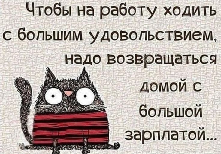 Чтобы на работу ходить с большим удовольствием надо возвращаться домой с большой зарплатой