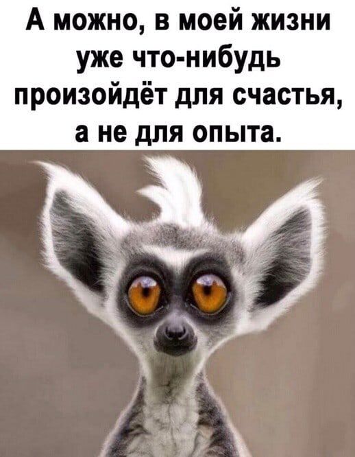 А можно в моей жизни уже что нибудь произойдёт для счастья а не для опыта