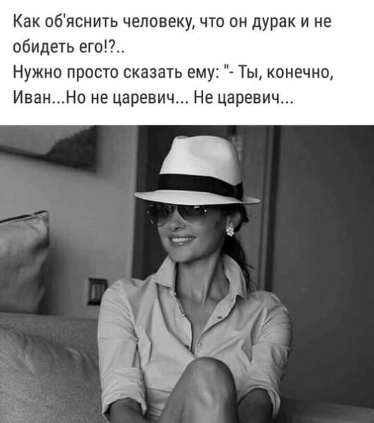 Как обяснить человеку что он дурак и не обидеть его Нужно просто сказать ему Ты конечно Иванно не царевич Не царевич