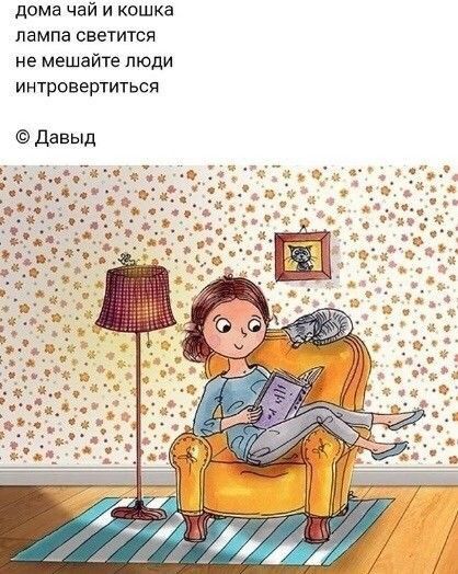 дома чай и кошка лампа светится не мешайте люди интровертться