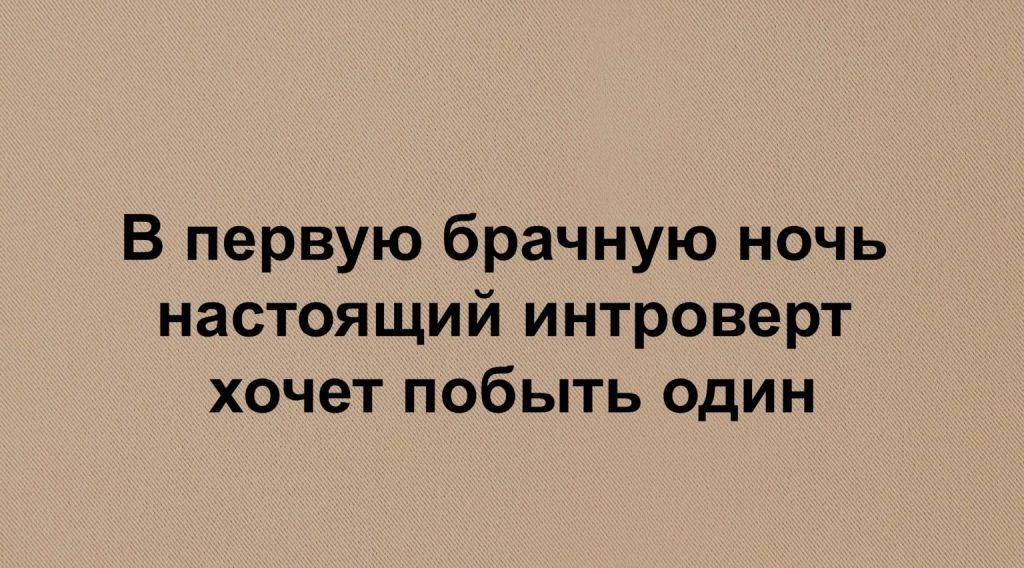 В первую брачную ночь настоящий интроверт хочет побыть один тип сзсао шт