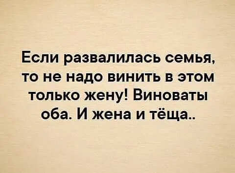 Если развалилась семья то не надо винить в этом только жену Виноваты оба И жена и тёща
