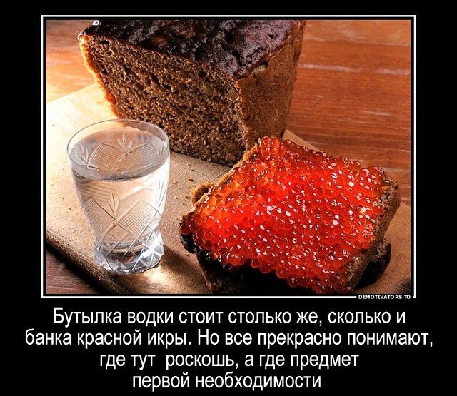 БУТЫПКЗ ВОДКИ СТОИТ СТОЛЬКО ЖЭ СКОЛЬКО И банка красной икры Но все прекрасно понимают где тут роскошь а где предмет первой необходимости