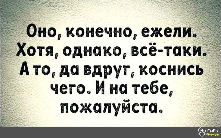 _ Оно конечно ежели _ Хотя однако всё таки А то до вдруг коснись чего И на тебе пожалуйста