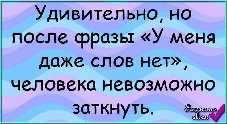 Удивительно но после фразы У меня даже слов нет человека НЕВОЗМОЖНО заткнуть