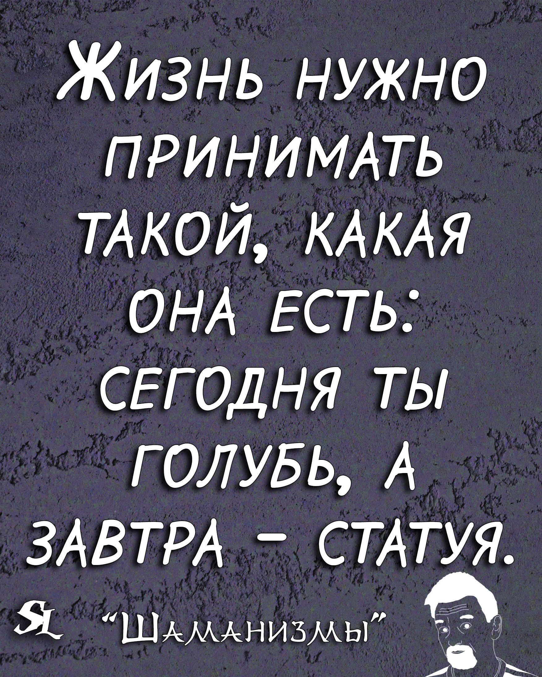 Жизнь НУЖНО ПРИНИМАТЬ ТАКОЙ КАКАЯ ОНА ЕСТЬ СЕГОДНЯ ты голубь А ЗАВТРА С ТАТУЯ Я Шдммнизмы