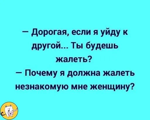 дорогая если я уйду к другой Ты будешь жалеть Почему я должна жалеть незнакомую мне женщину