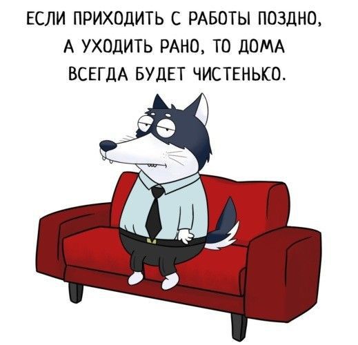 ЕСЛИ ПРИХОДИТЬ С РАБОТЫ ПОЗДНО А УХОДИТЬ РАНО ТО ДОМА ВСЕГДА БУДЕТ ЧИСТЕНЬКЦ