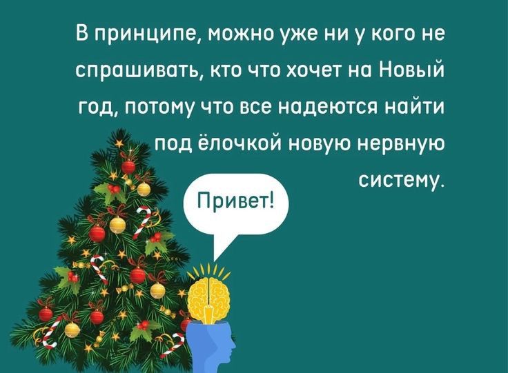 В принципе можно уже ни у кого не спрашивать кто что хочет на Новый год потому что все надеются найти под епочкой новую нервную систему 7 П ривет