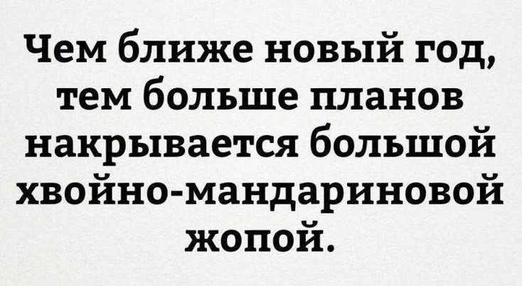 Чем ближе новый год тем больше планов накрывается большой хвойно мандариновой жопой