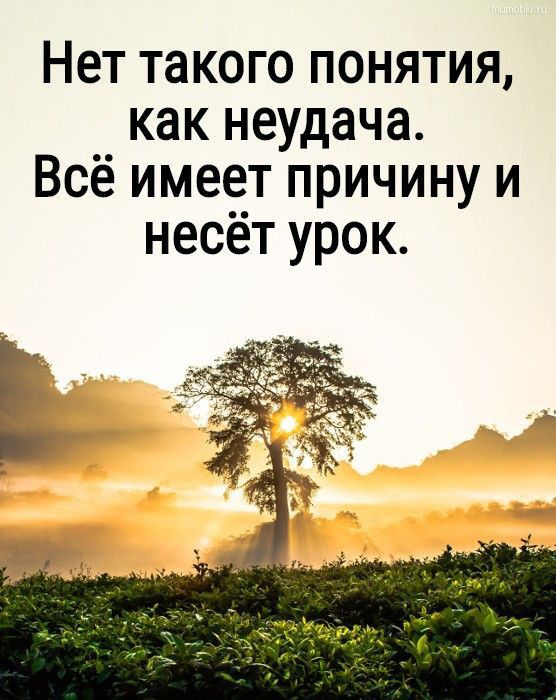 Нет такого понятия как неудача Всё имеет причину и несёт урок