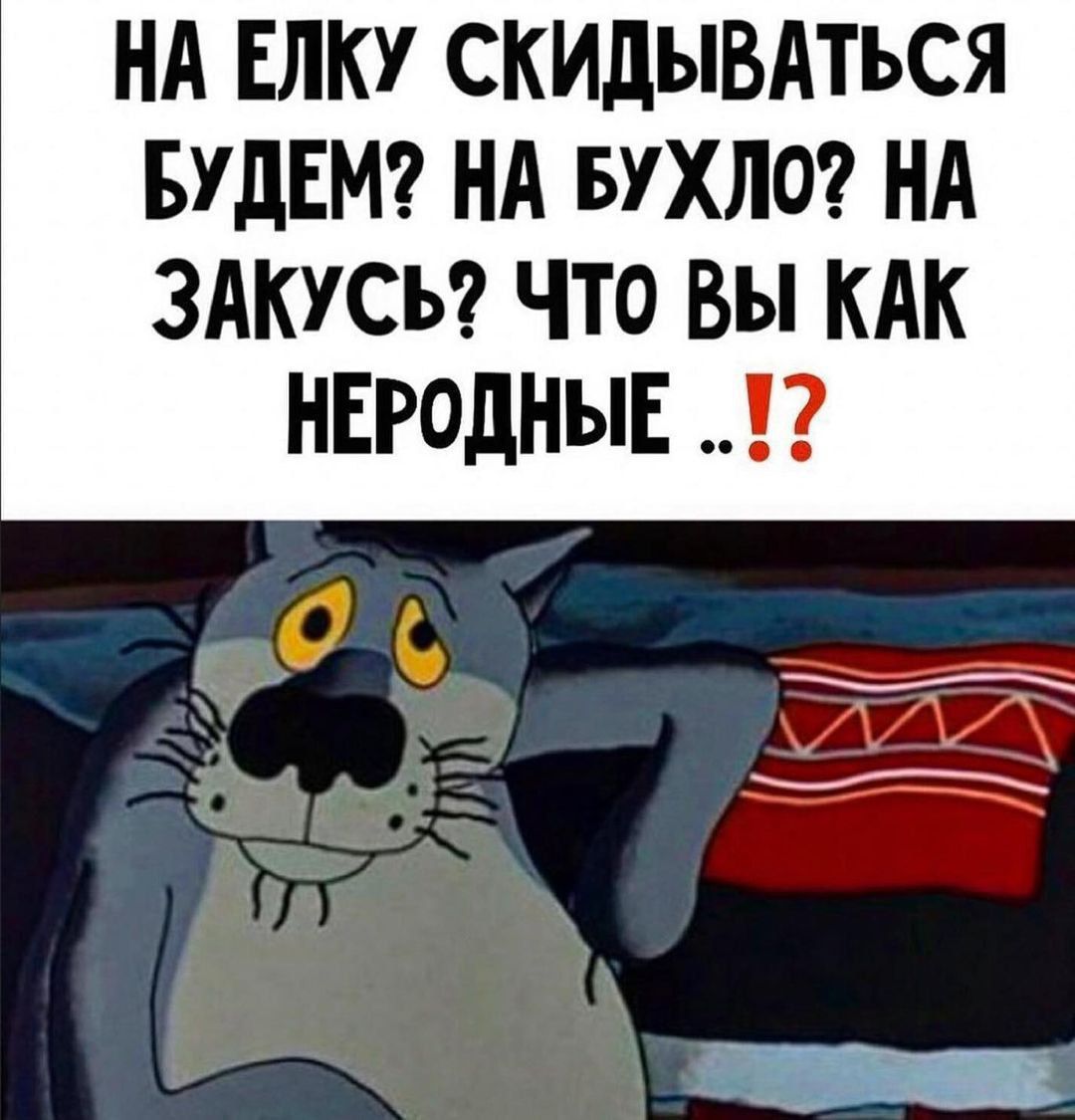 НА ЕЛКУ СКИДЫВАТЬСЯ БУДЕМ НА БУХЛО НА ЗАКУСЬ ЧТО Вы КАК НЕРОДНЫЕ