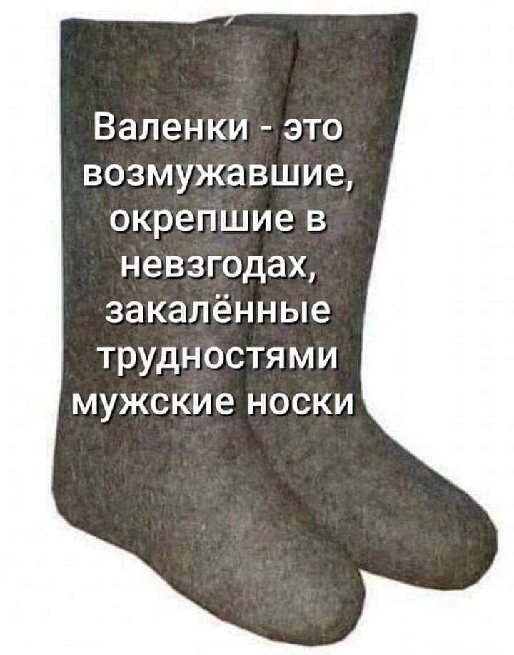Валенки это возмужавшие окрепшие в невзгодах закалённые трудностями мужские носки