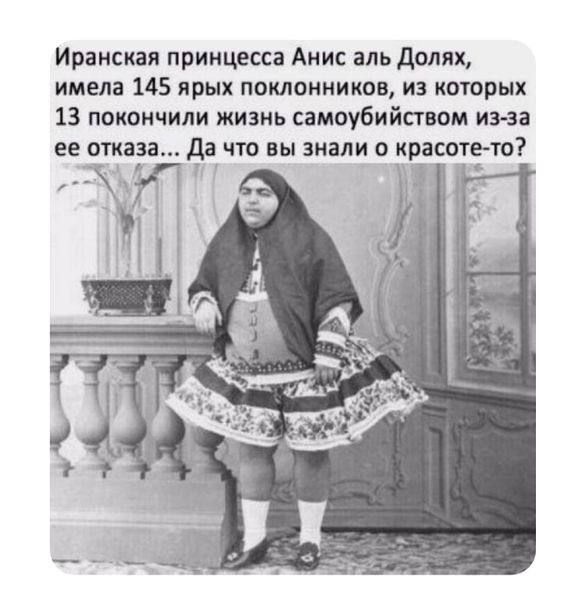 Иранская принцесса Анис аль Долях имела 145 ярых поклонников из которых 13 покоичили жизнь самоубийством иэ эа ее отказа За что вы знали о красотето э