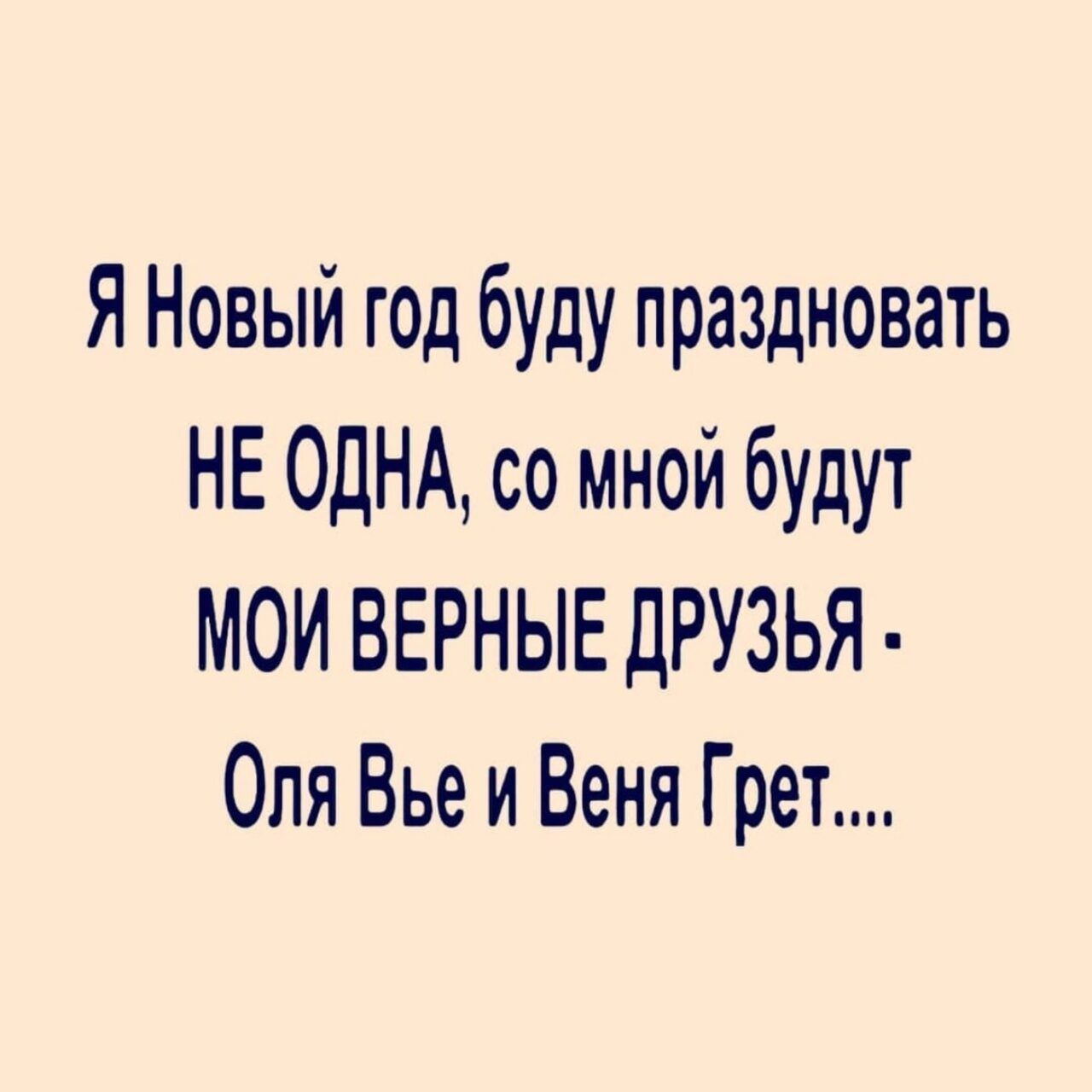 Я Новый год буду праздновать НЕ ОДНА со мной будут МОИ ВЕРНЫЕ дРУЗЬЯ Оля Вье и Веня Грет