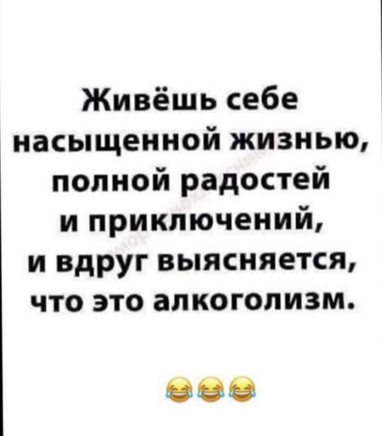 Живёшь себе насыщенной жизнью полной радостей и приключений и вдруг выясняется что это алкоголизм 900