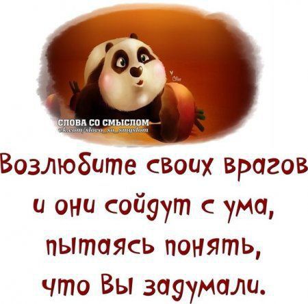 Возлюбите своих врагов и они сойуут с ума пытаясь понять что Вы зауумали