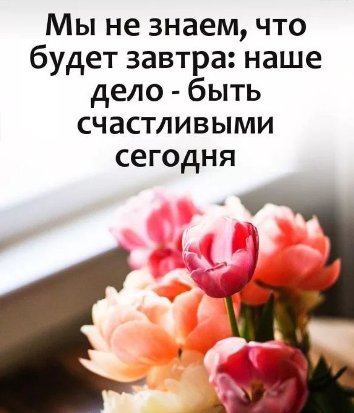 Мы не знаем что будет завтра наше дело быть счастливыми сегодня