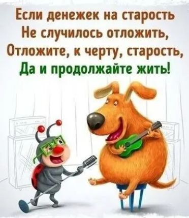 Если денежек на старость Не случилось отложить Отложите к черту старость да и продолжайте жить