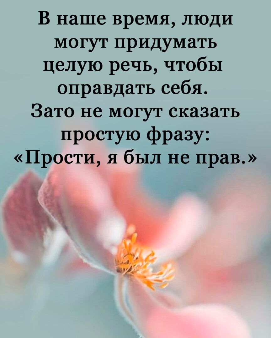 В наше время люди могут придумать целую речь чтобы оправдать себя Зато не могут сказать простую фразу Прости я был не прав