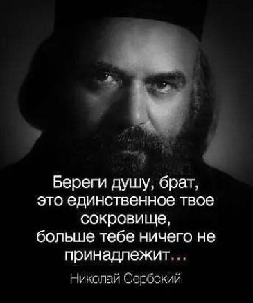 Береги душу брат это единственное твое оокровище больше тебе ничего не принадлежит Никопай Сербский