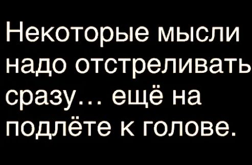 Некоторые мысли надо отстреливать сразу ещё на подлёте к голове