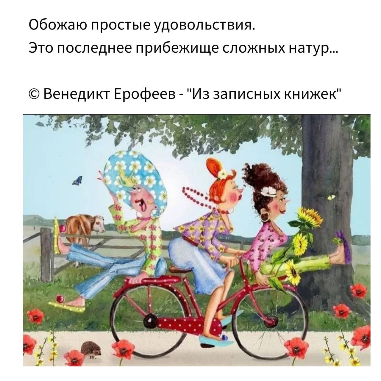 Обожаю простые удовольствия Это последнее прибежище сложных натур Венедикт Ерофеев _ Из записных книжек