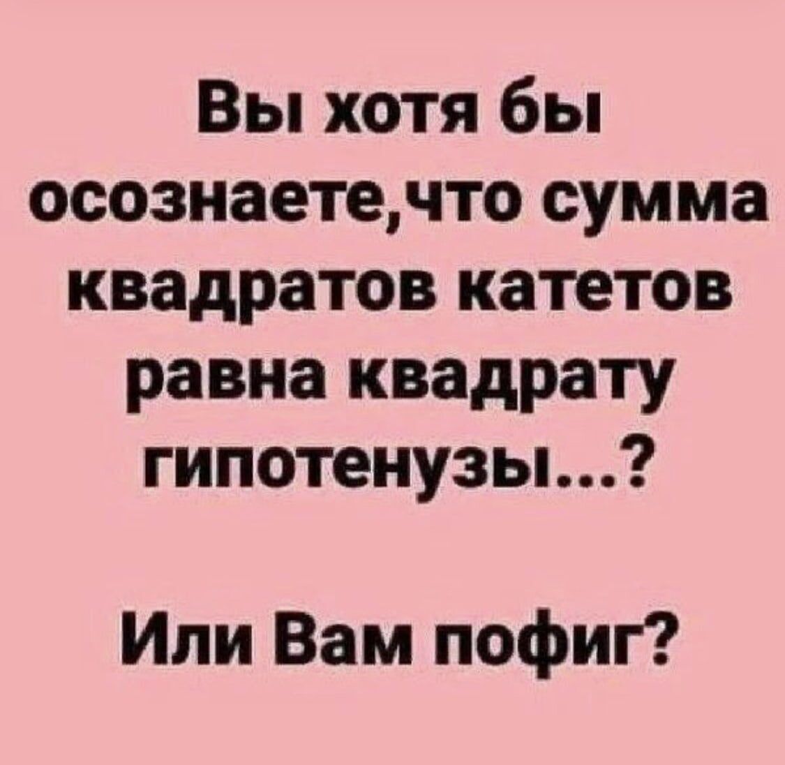 Вы хотя бы осознаетечто сумма квадратов катетов равна квадрату гипотенузы Или Вам пофиг