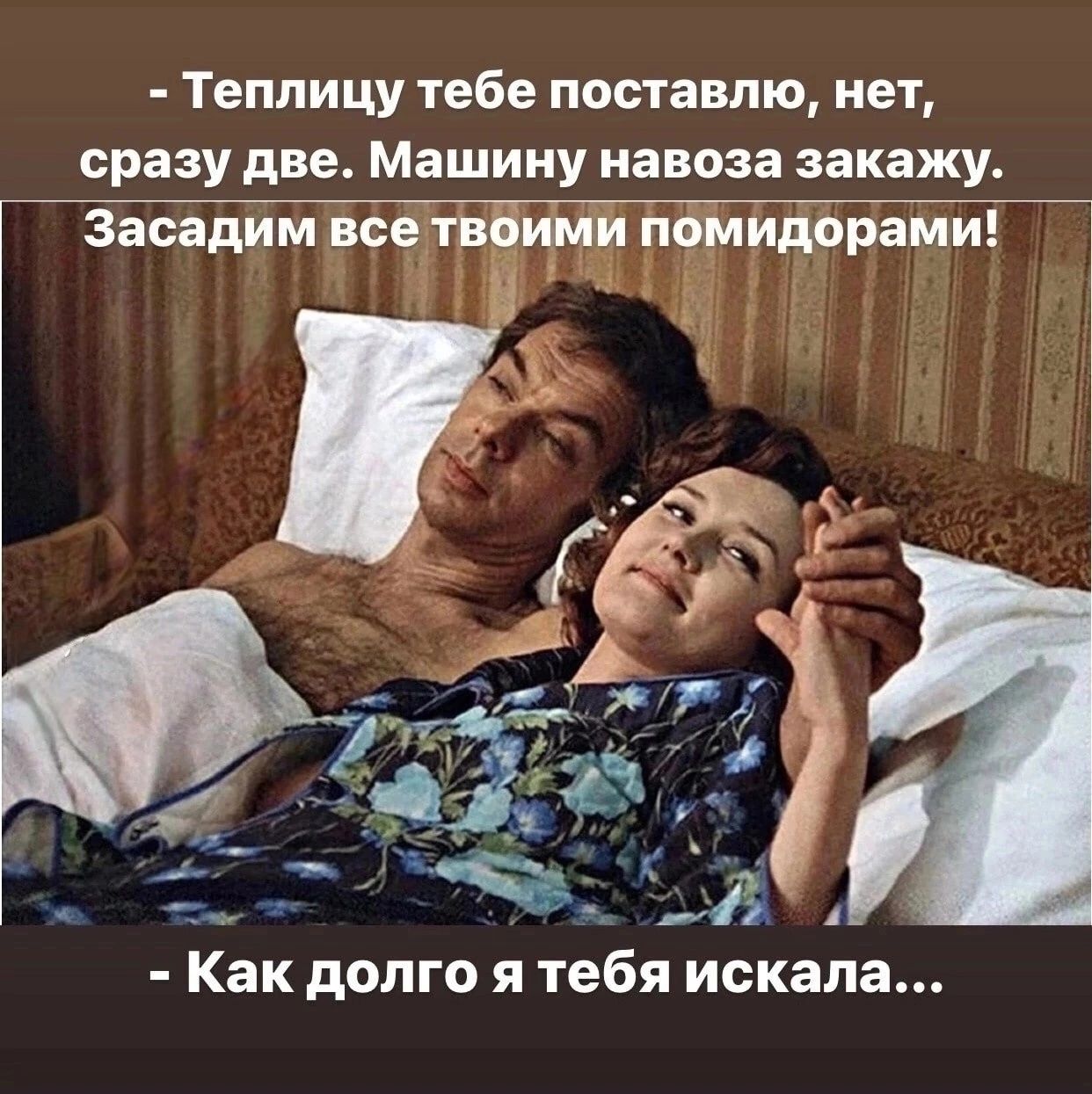 Теппицу тебе поставлю нет сразу две Машину навоза закажу Как долго я тебя искала